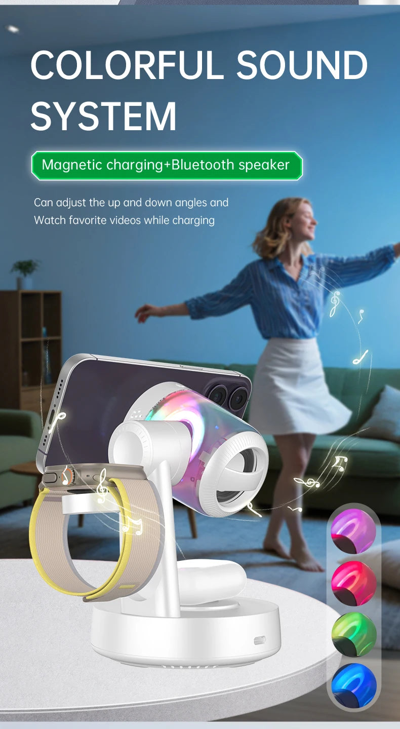 Cargador Inalámbrico Qi2 25W con Altavoz Bluetooth