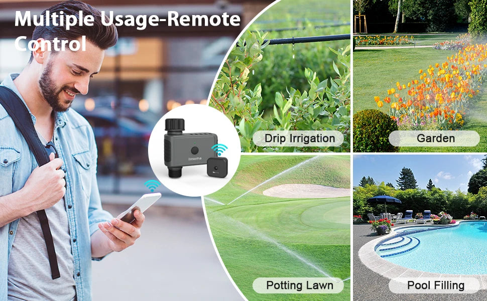 Insoma Wifi temporizador automático de aspersión temporizador remoto de agua de jardín sistema de riego inteligente unidad de Control de manguera compatible con Alexa