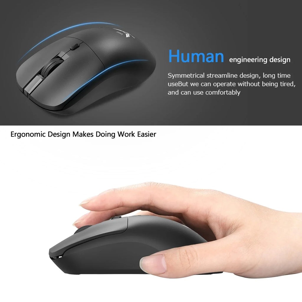 Ratón inalámbrico de 2,4G para videojuegos, ergonómico, 800-1200-1600 DPI, recargable, para oficina, PC, portátil, Macbook Pro