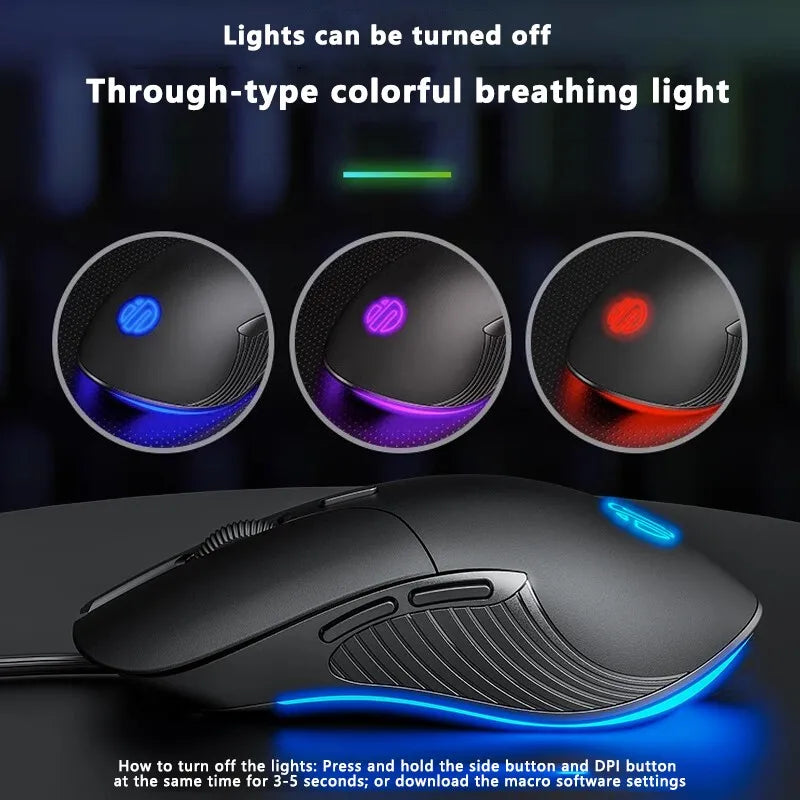 INPHIC-ratón con cable USB B2, Mouse silencioso para juegos de oficina, PC y portátiles