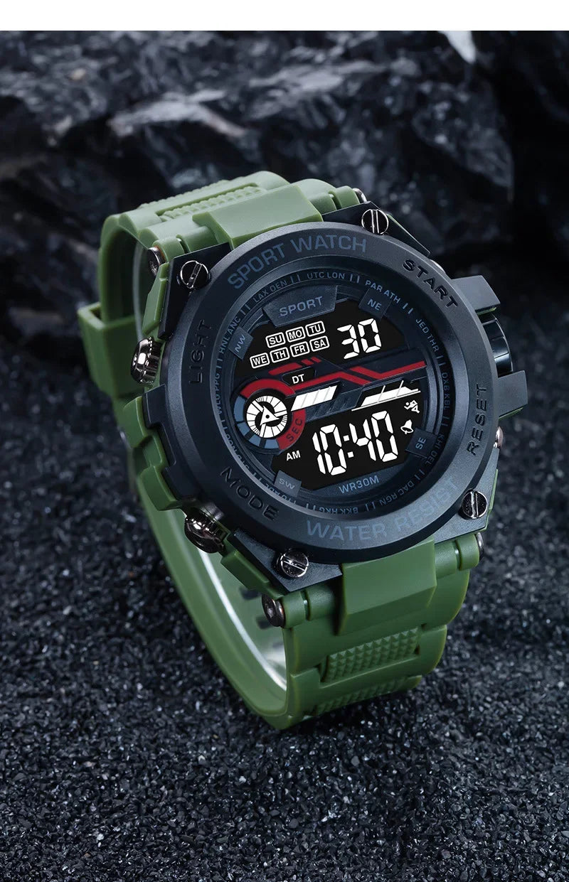 Reloj deportivo YIKAZE para hombre, relojes deportivos impermeables para hombre, reloj militar Digital LED multifunción, reloj despertador, reloj de pulsera electrónico
