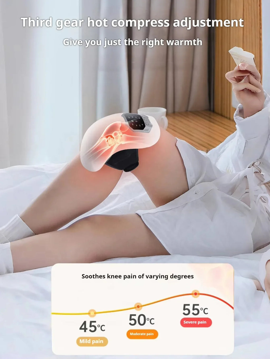 Masajeador de Rodilla Inteligente con Calor Infrarrojo y Vibración