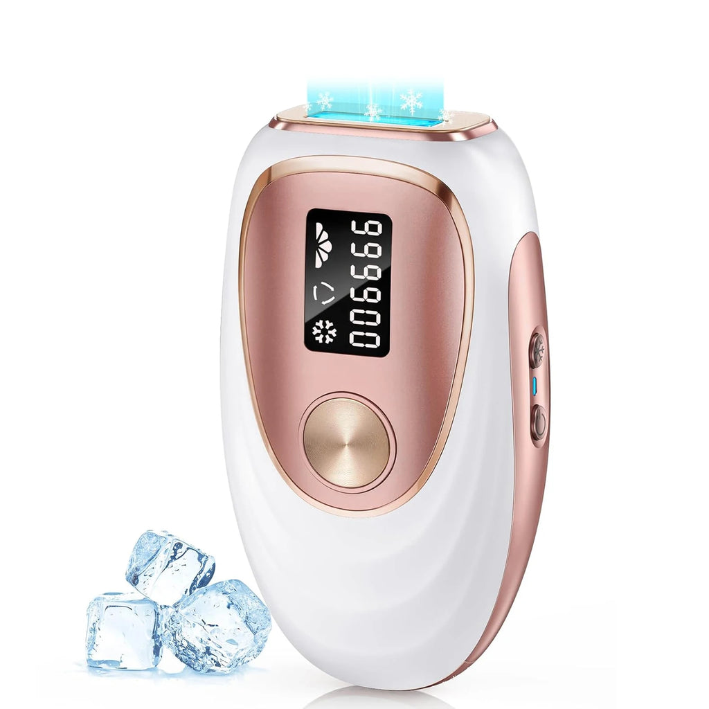 Dispositivo de Depilación Láser IPL para Mujeres y Hombres, 999900 Flashes, Enfriamiento con Hielo, Depilación Permanente Indolora para Cara, Cuerpo y Bikini