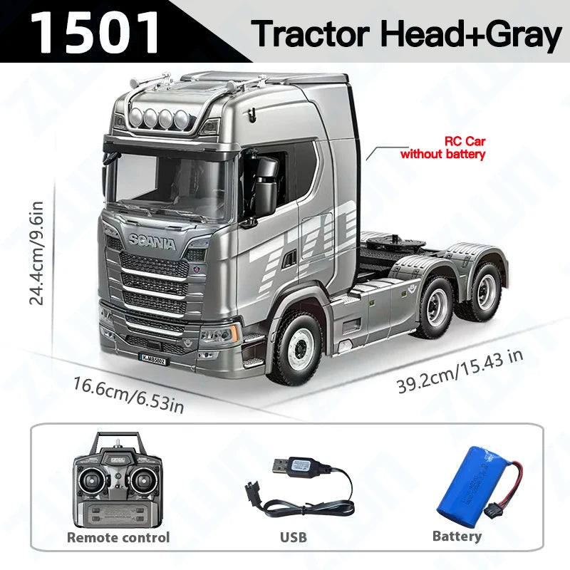 HUINA 1501 2,4G RC camión con luz 1:18 4WD escala completa 19CH Control remoto coche aleación camión pesado remolque modelo juguete para regalo de chico
