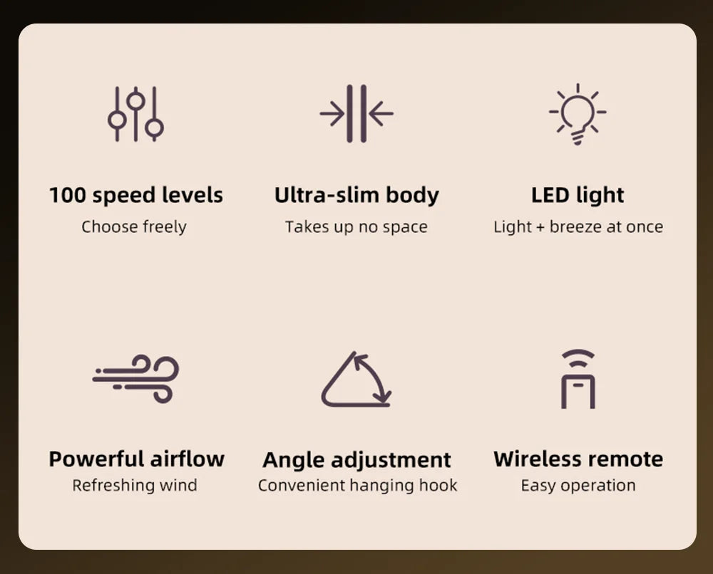 Ventilador de Techo para Acampar 20000mAh con Luz