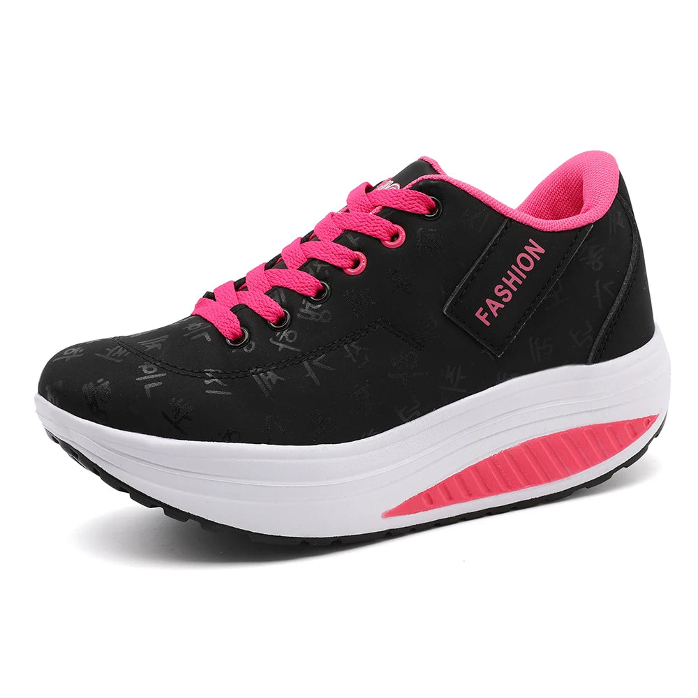 Zapatillas de Cuña para Mujer - Transpirables, Suela Gruesa y Cordones