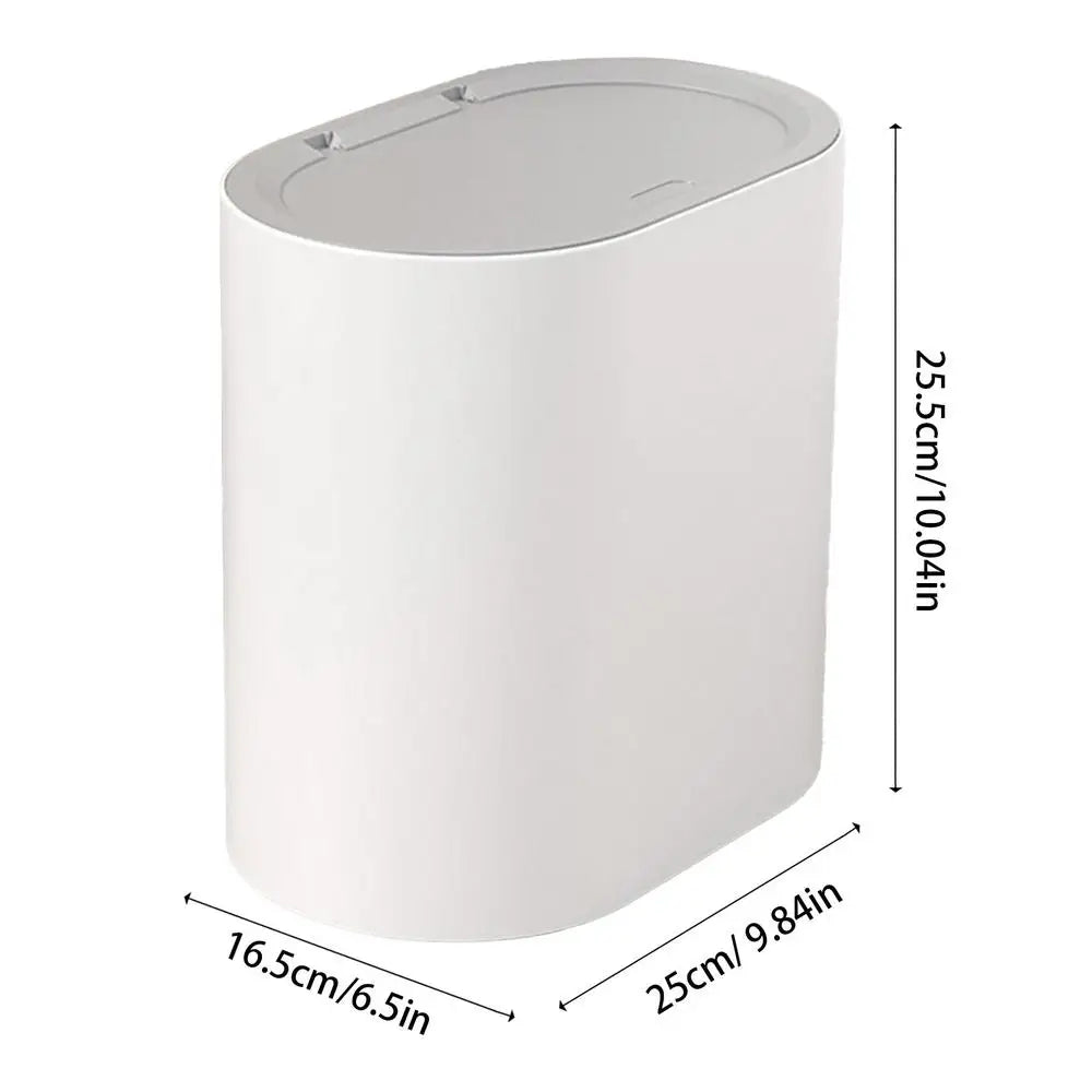 Cubo de basura tipo prensa con tapa, impermeable para baño y hogar