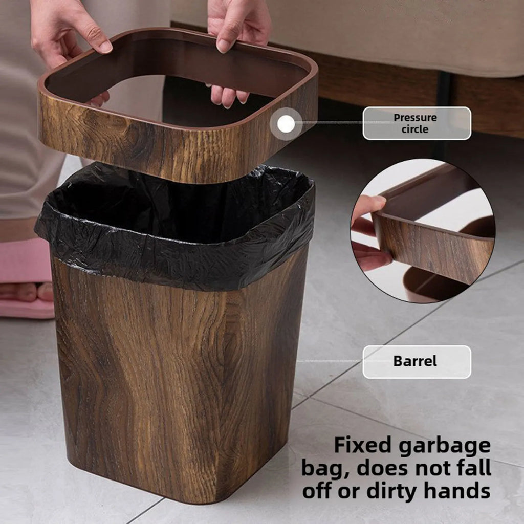 Bote de basura de grano de madera de imitación, contenedor de basura creativo para alimentos, basura para sala de estar, dormitorio, baño, cocina