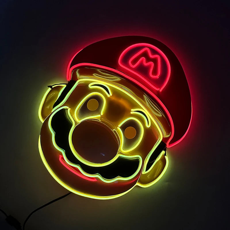 Máscara de mascarada intermitente bonita y divertida, máscara decorativa para niños y adultos, máscara facial completa luminosa, máscara de purga clásica para la noche