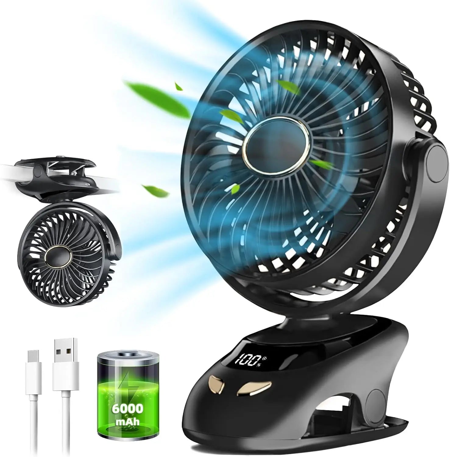 Ventilador con Clip Portátil para Escritorio y Cama