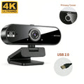 Cámara web 4K UHD 8MP con enfoque automático y cancelación de ruido AI