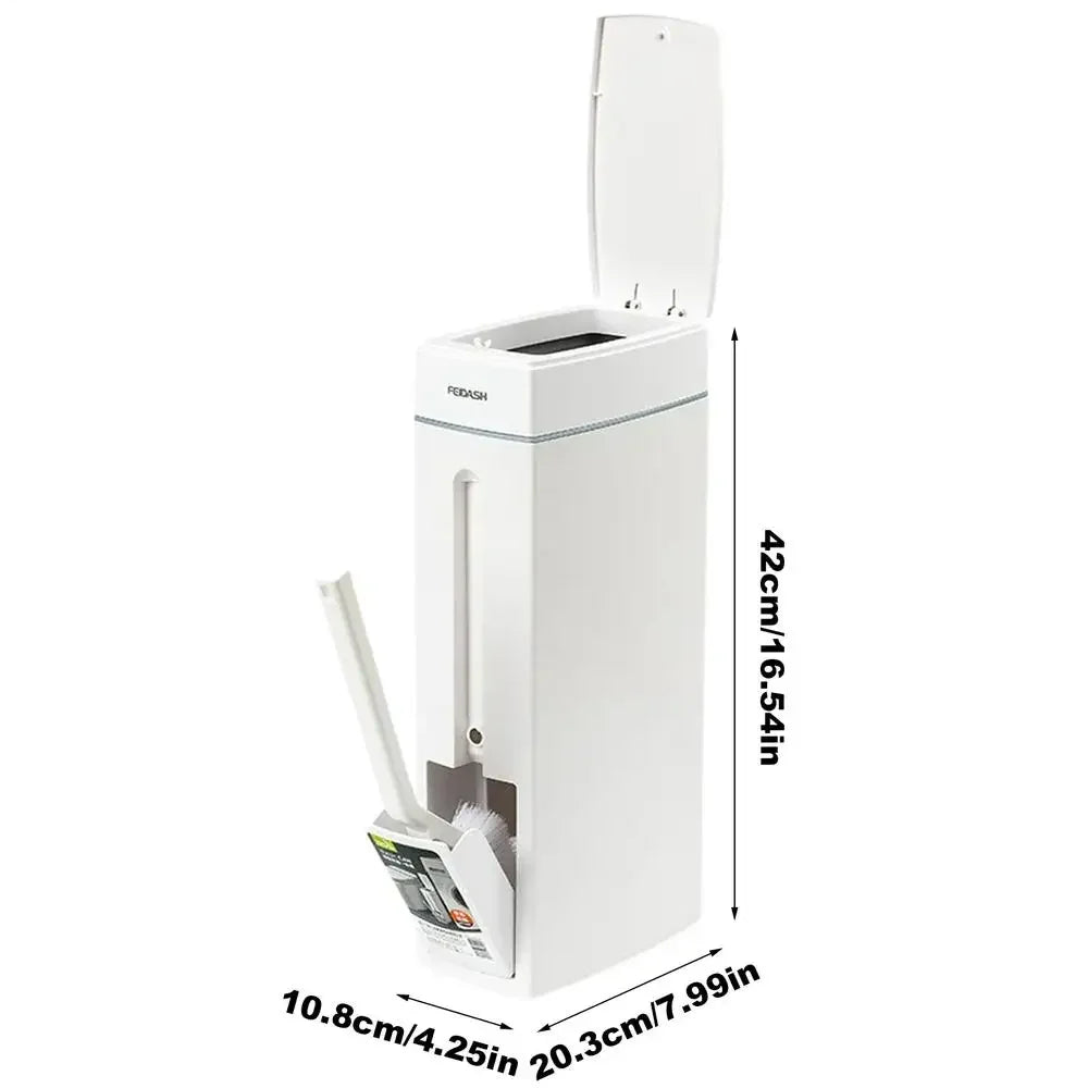 Cubo de basura para baño con escobilla para inodoro y tapa, compacto