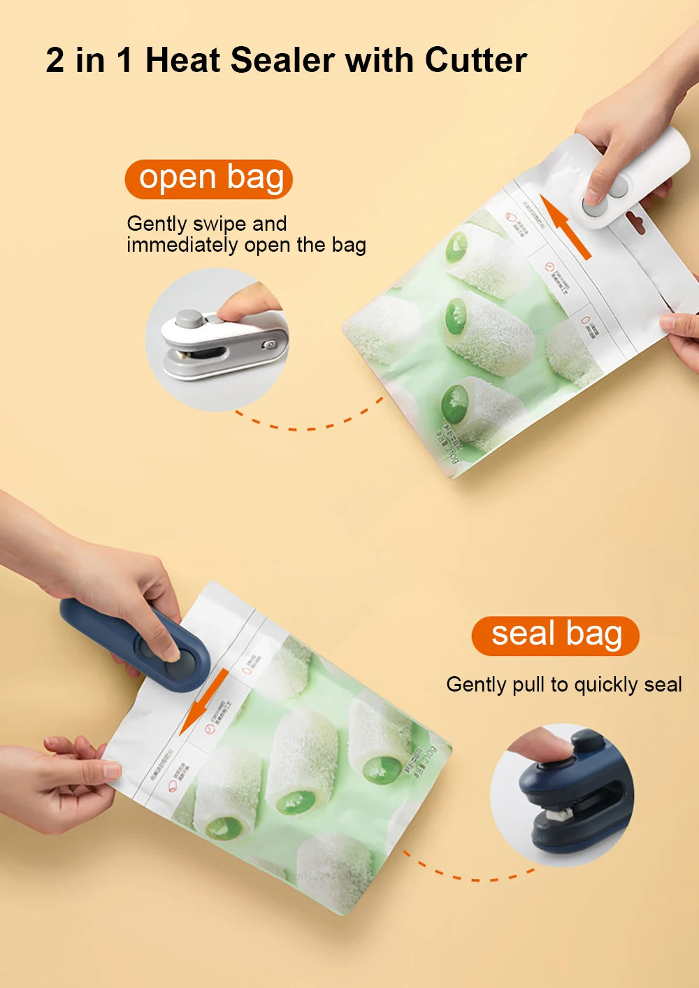 Mini selladora de bolsas recargable para conservar alimentos frescos