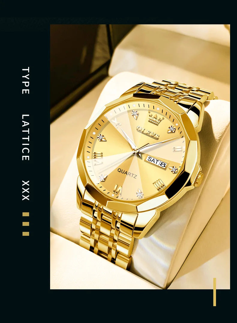 Reloj de Cuarzo OLEVS para Hombre con Acero Inox y Doble Calendario