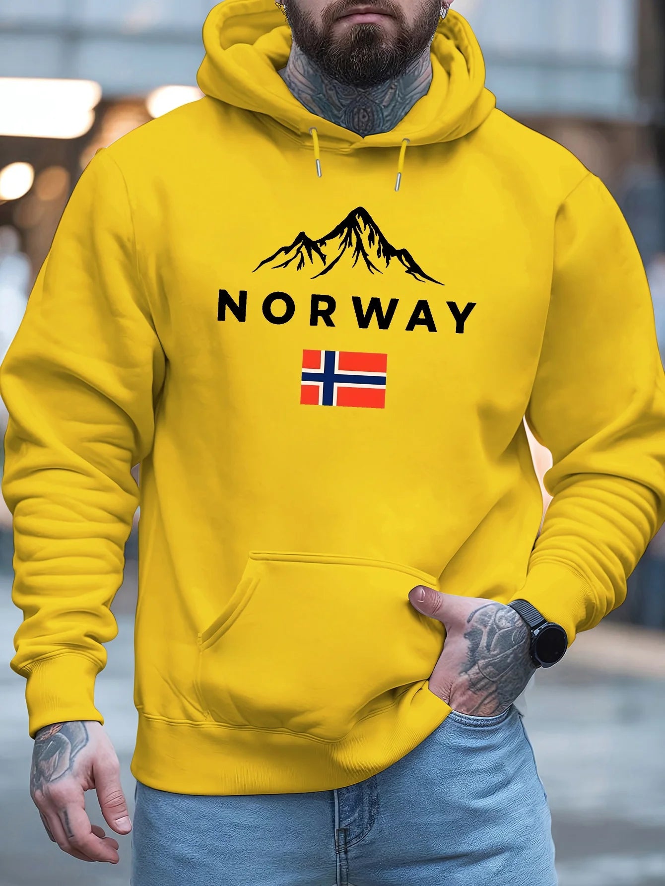 Hoodie Estampado Letras Noruegas | Hip-Hop y Outdoor Unisex