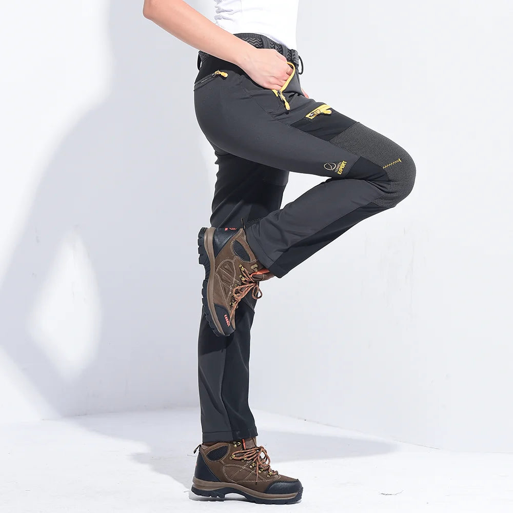 Pantalones de invierno gruesos y cálidos de lana para mujer, impermeables, senderismo, senderismo, Camping, esquí, pantalones de concha suave, pantalones a prueba de viento