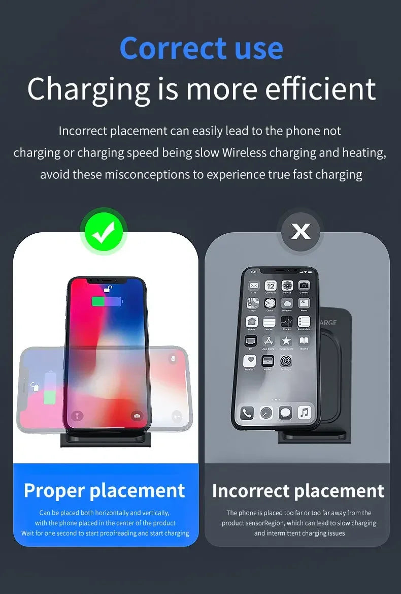 Base de Carga Inalámbrica para Escritorio, Soporte para Teléfono, Compatible con iPhone 17~12, Samsung S25 S24, Xiaomi, Estación de Carga Rápida para Smartphone