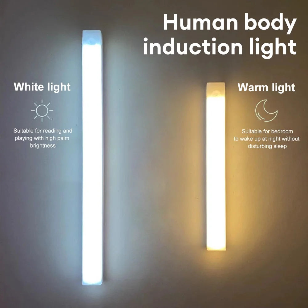 Barra de luz LED con Sensor de movimiento, luz nocturna inalámbrica para debajo del gabinete, cocina, armario, iluminación, armario
