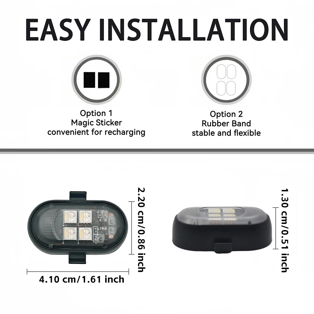 Kit de luz LED recargable para coche, luz LED que cambia de Color RGB con Control remoto, lámpara de ambiente decorativa para motocicleta y coche