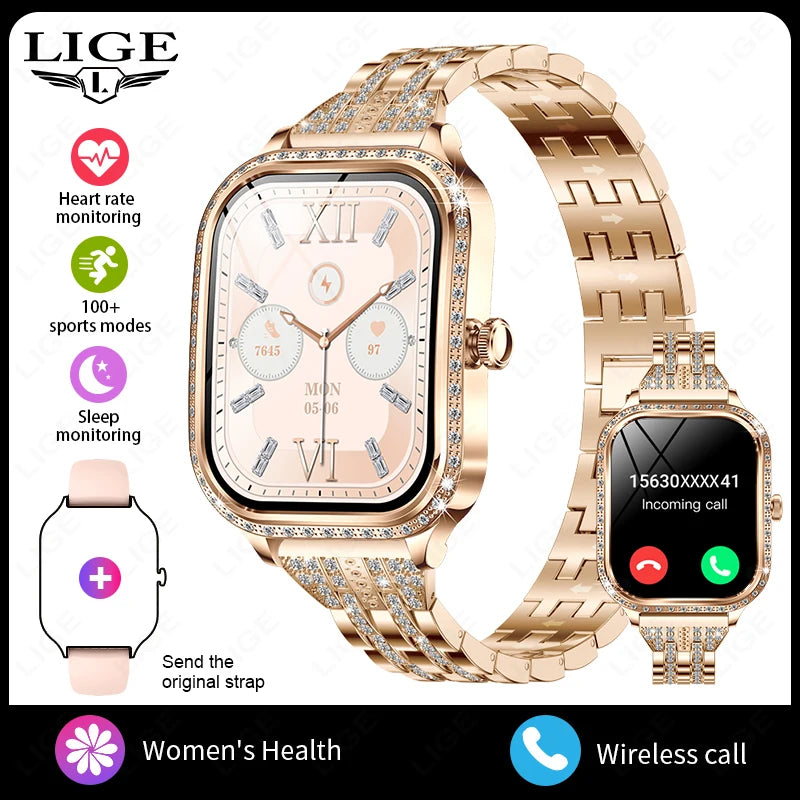 Smartwatch para mujer con pantalla curva HD 1.75 pulgadas y llamadas Bluetooth