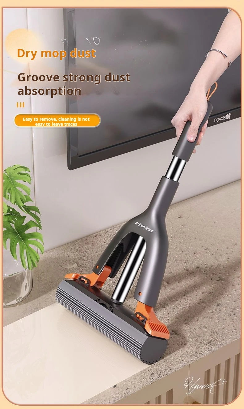 Mini fregona de esponja Joybos con sistema push-pull, uso multiusos