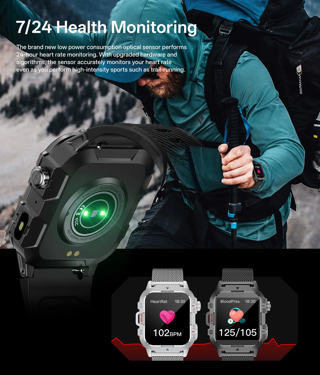 Nuevo Reloj Inteligente Militar Xiaomi 2025 para Hombre, IP67 3ATM, Monitor de Actividad Física y Salud para Deportes al Aire Libre, Pantalla de 1.44 Pulgadas, Llamadas Bluetooth