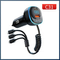 Transmisor FM Bluetooth para Auto con Cargador Dual y Cable 3 en 1