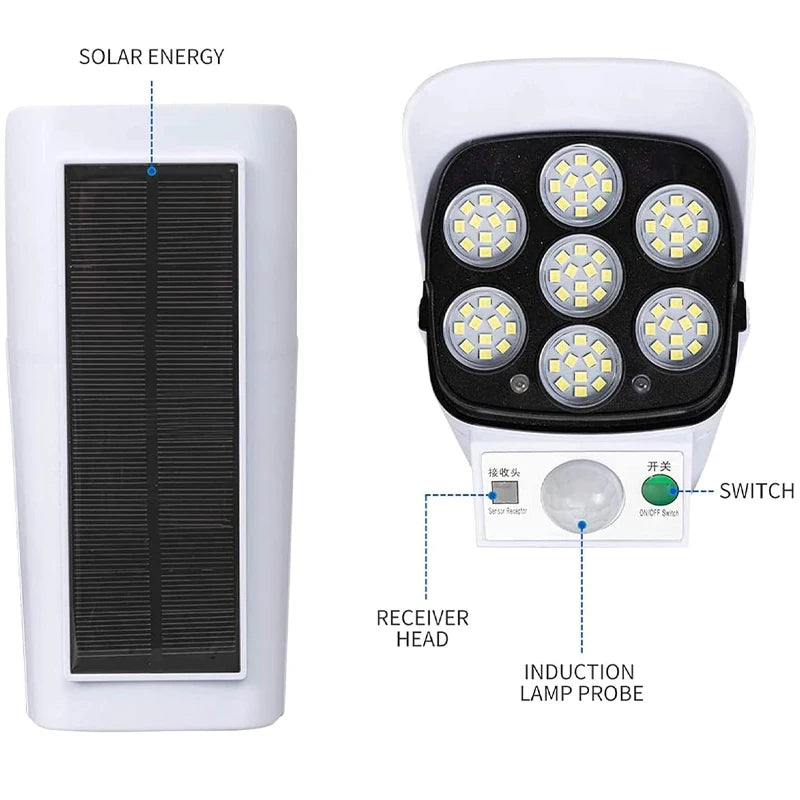 Lámpara Solar 77 LED con Sensor de Movimiento para Jardín y Exteriores
