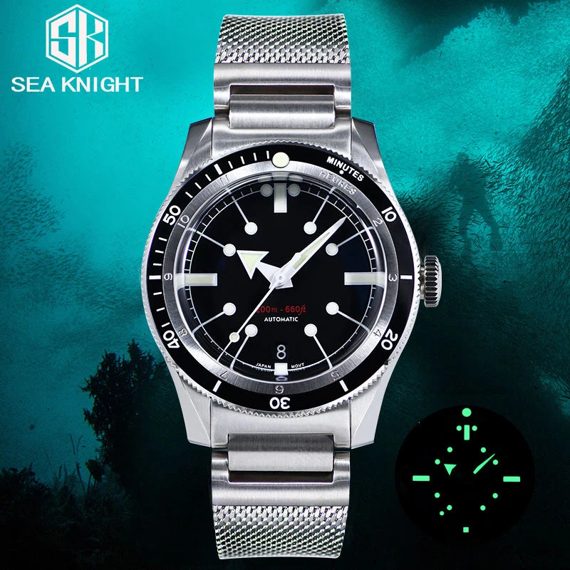 Reloj Mecánico Automático SEA KNIGHT Cristal Zafiro, Acero 316L, 200M