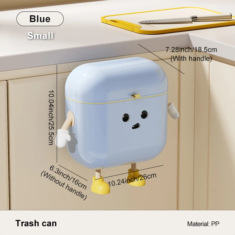 Cubo de abono de cocina para encimera o debajo del fregadero, cubo de basura colgante de plástico con tapa, cubo de basura montado en la pared para baño,