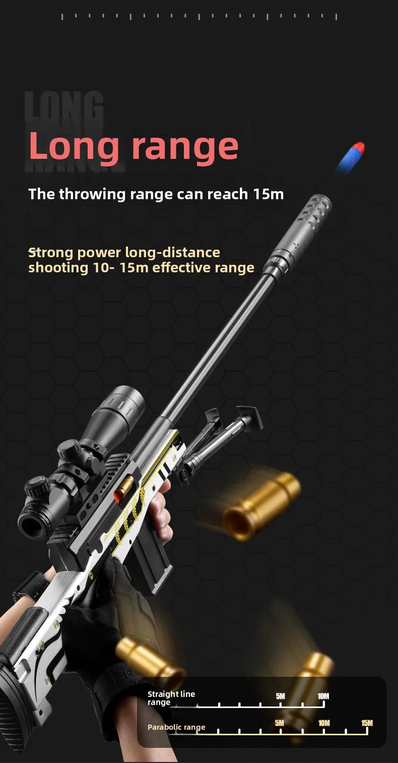 Pistola de Juguete de Dardos Blandos 98K con Expulsión de Cartuchos, Mira Telescópica y Trípode, Rifle de Francotirador de Dardos Blandos, Lanzador de Dardos de Espuma con Cierre de Tirador, Juguete Seguro para Exteriores