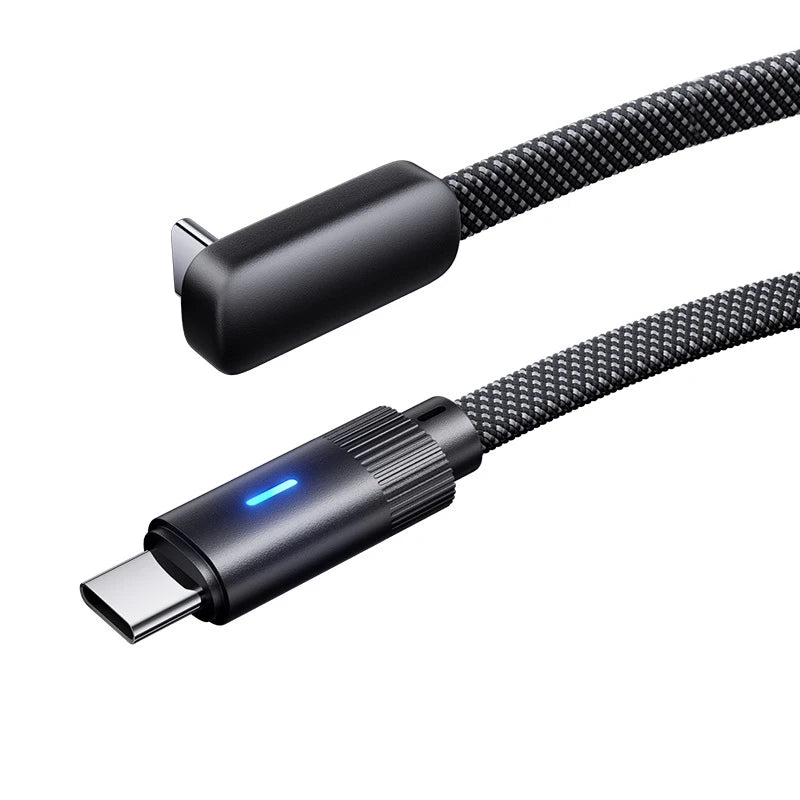 Cable USB-C 100W PD Ángulo Recto 90° para iPhone y Huawei