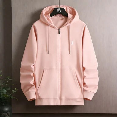 Hoodie con Cremallera y Bordado – Unisex, Estilo Deportivo