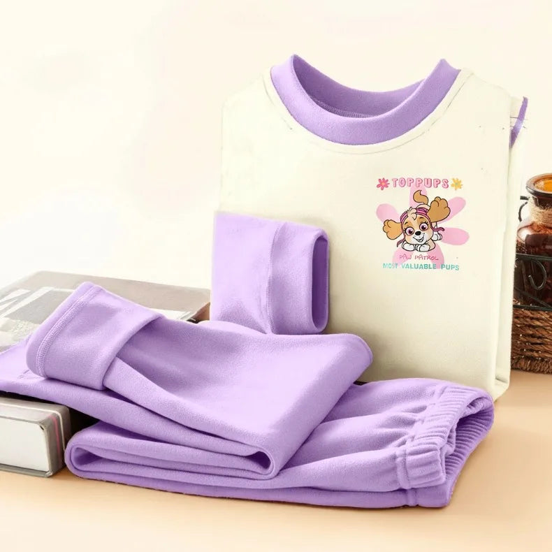 PAW Patrol-Conjunto de Pijamas suaves y cómodos con estampado de dibujos animados para niñas, ropa de casa informal para otoño e invierno, ropa de dormir para niños