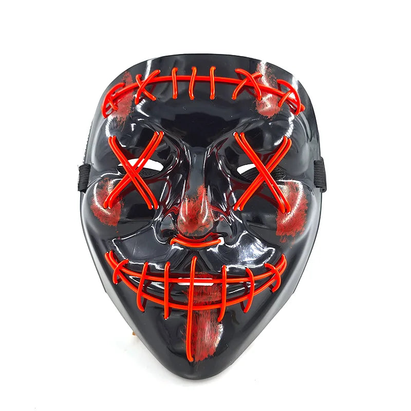 Máscara de Purge con Luces LED de Neón Intermitentes para Cosplay 2026, Máscara de Cabeza para Adultos, Accesorio Festivo que Brilla en la Oscuridad
