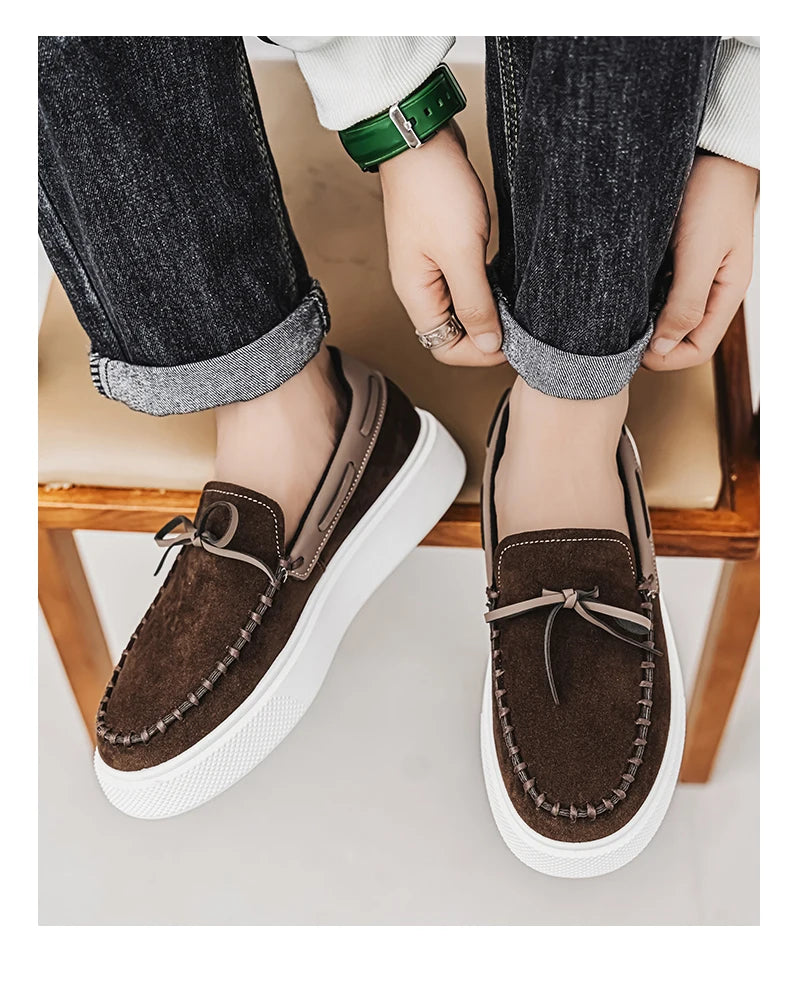 Mocasines casuales de estilo británico para hombre, cuero transpirable, antideslizantes