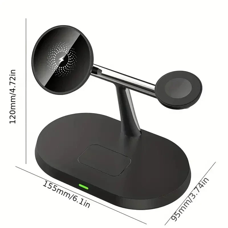 Estación de Carga Inalámbrica Magnética 3 en 1 para iPhone 17 16 15 14 Pro Max, Apple Watch 9 8, Airpods Pro, Base de Carga Macsafe