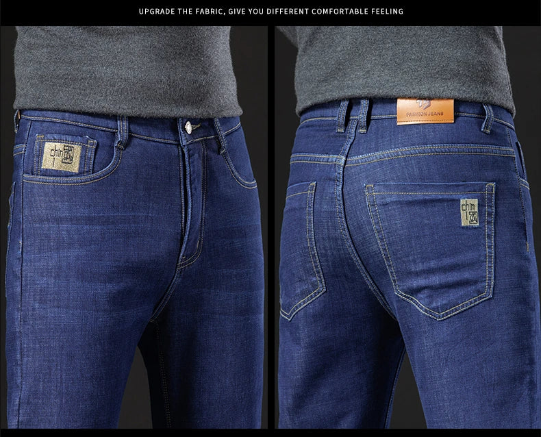 Pantalones Vaqueros de Invierno para Hombre, Forro de Cordero, Talla Grande