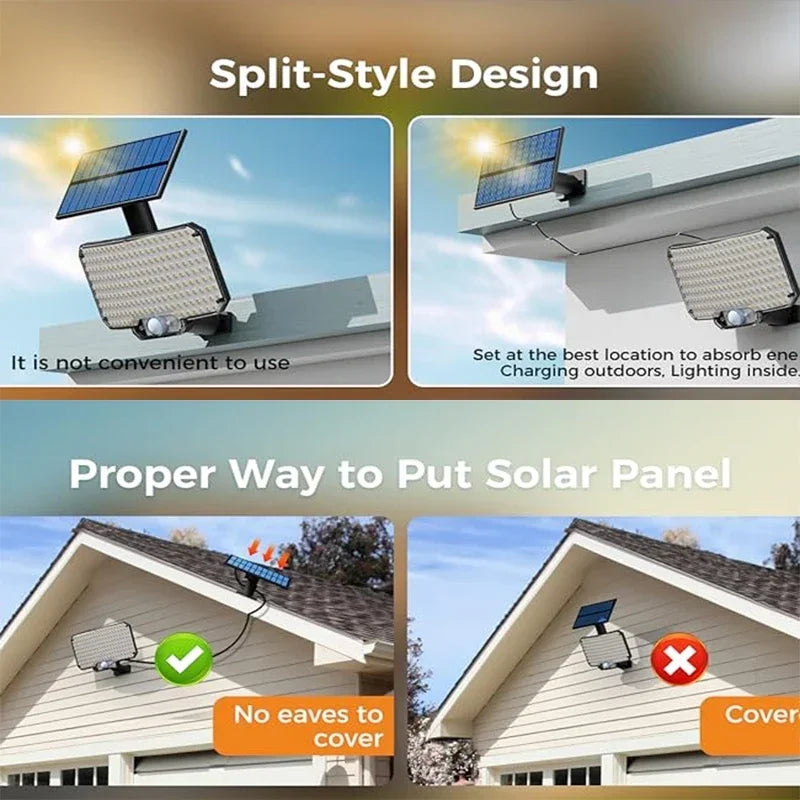 Luz Solar para exteriores, Sensor de movimiento superbrillante, lámpara LED de pared para jardín de gran potencia, resistente al agua IP65, 3 modos de trabajo