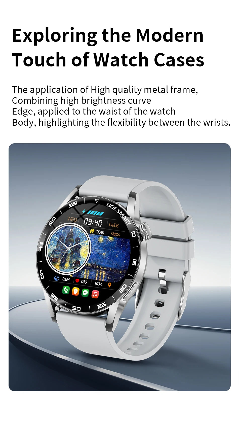 LIGE Reloj Inteligente HD 1.38 Bluetooth
