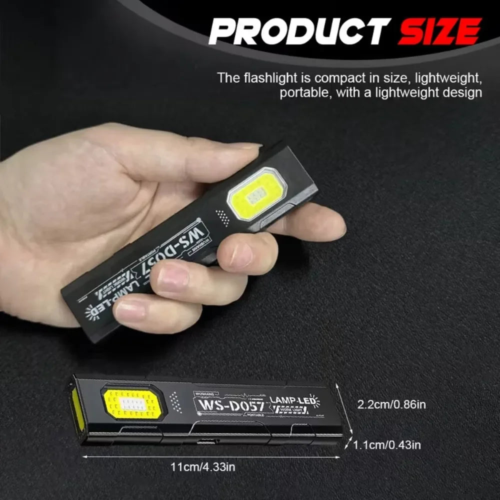 Linterna LED COB Recargable USB con Imán y Llavero - 5 Modos