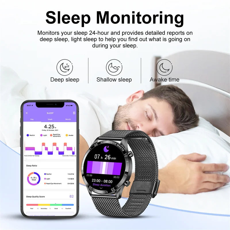 Smartwatch LIGE de lujo para hombre con llamadas Bluetooth y monitor de salud
