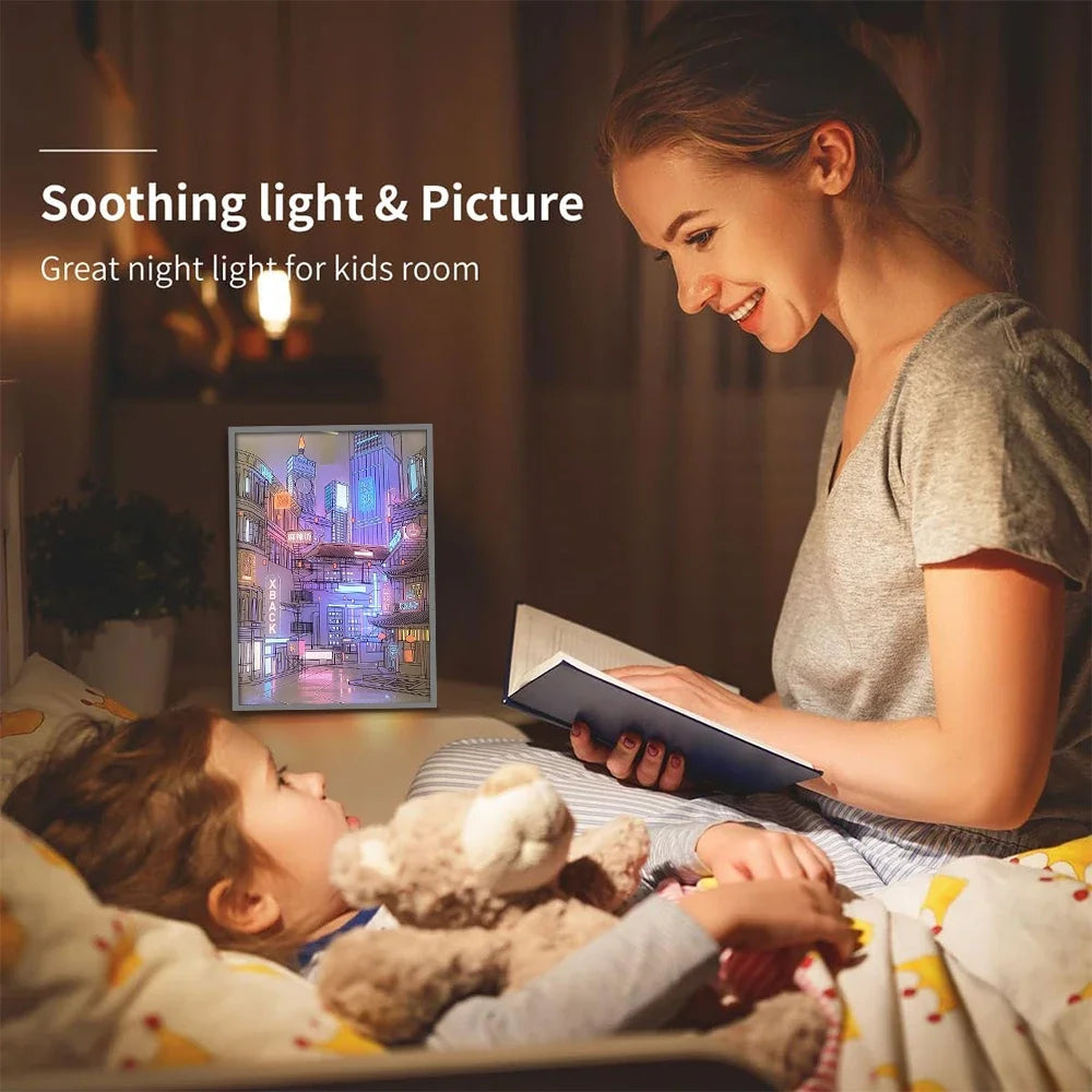 Lámpara Decorativa LED con Vista Nocturna de Ciudad