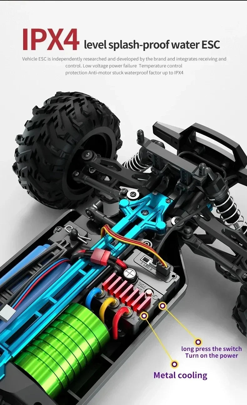 JJRC -Q130 sin escobillas de alta velocidad 70 KM/H4X4 todoterreno 2,4G 4WD Control remoto RC coche 4WD Racing Monster Racing Boy juguete para regalo 1:16