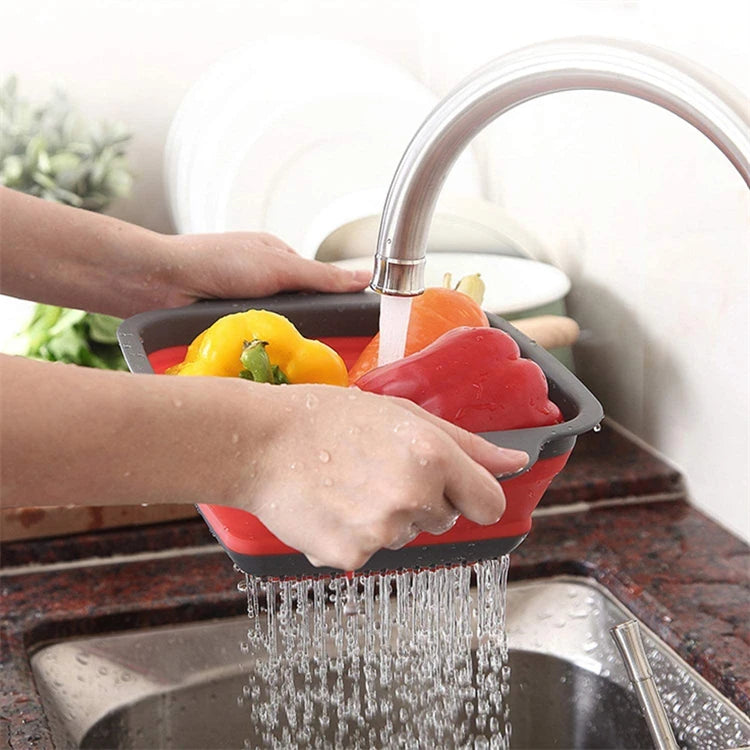 LMETJMA-colador plegable cuadrado de silicona para cocina, colador plegable para alimentos, verduras, frutas, escurridor JT39