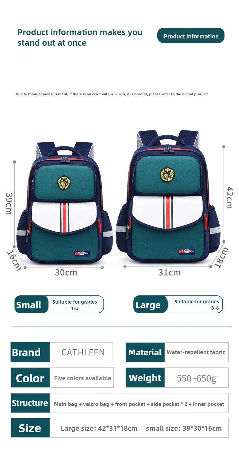 Mochila escolar para niños de grado 1 y 6, mochila duradera impermeable de tela Oxford ligera con diseño ergonómico
