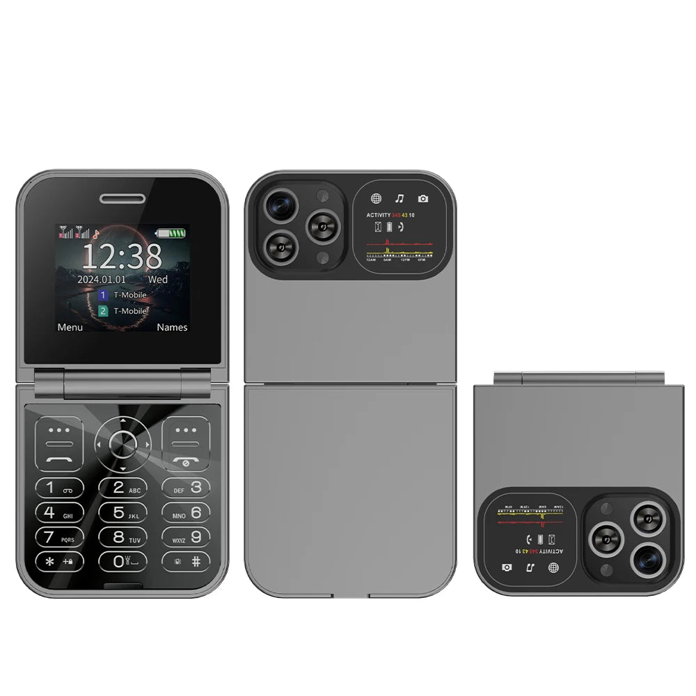 SERVO F15 Mini teléfono móvil pequeño con tapa 2 SIM en espera velocidad Dial linterna de voz mágica grabación de llamadas 2G GSM lindo teléfono móvil plegable
