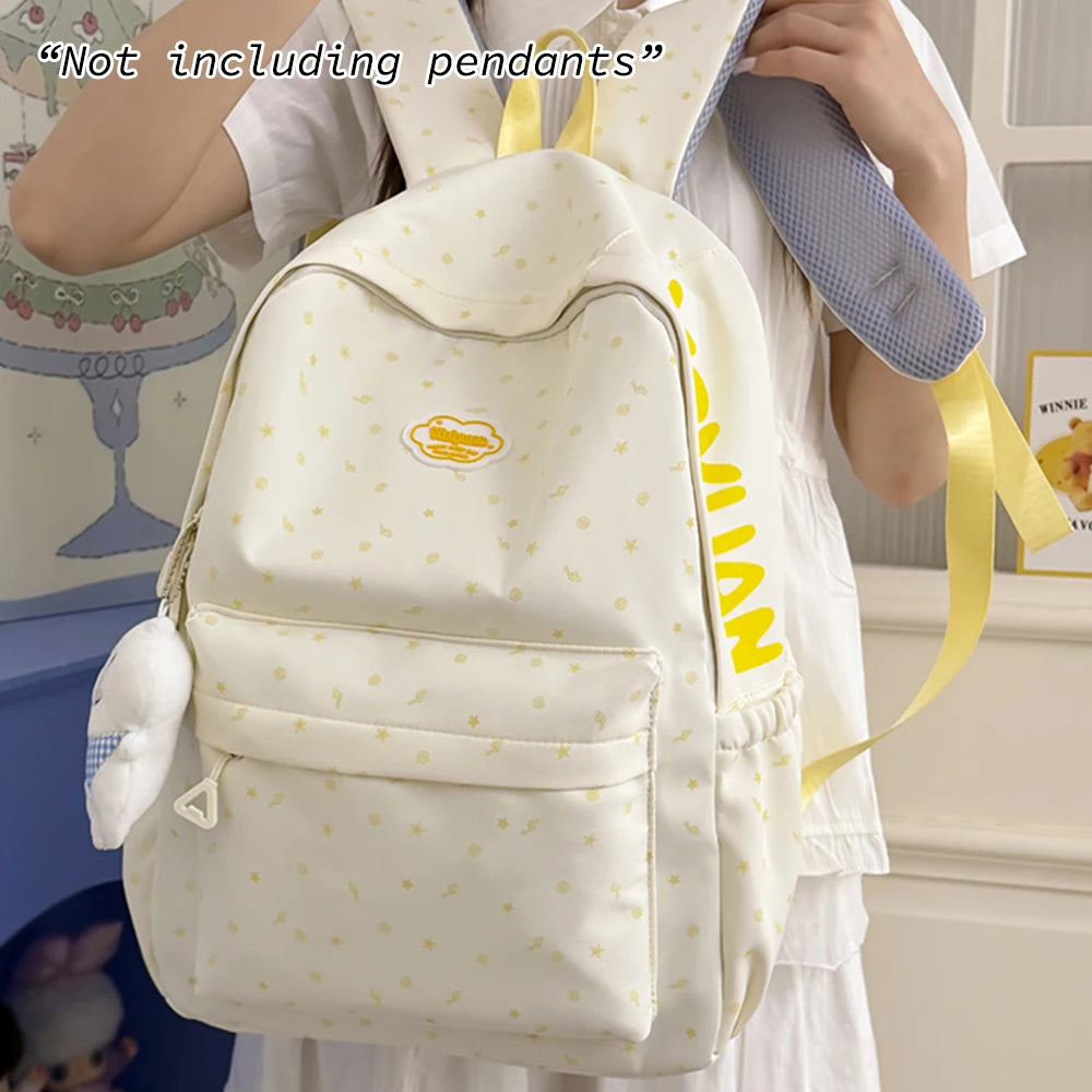 Mochila informal con estampado de estrellas, mochila espaciosa de nailon, bolso suave y duradero para adolescentes, para viajes diarios y viajes cortos