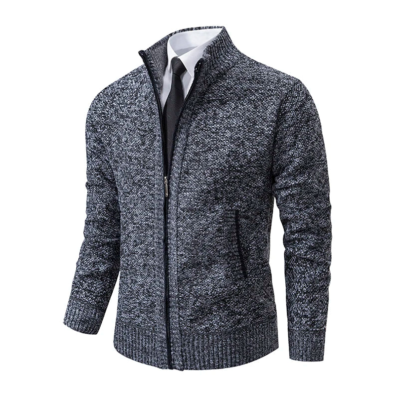 Buzo Cárdigan con Cremallera para Hombre – Cuello Alto y Forro Polar