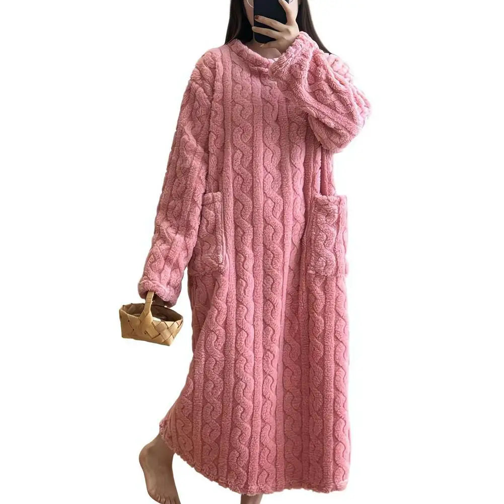 Camisón de terciopelo Coral para mujer, pijamas para mujer, ropa de dormir larga de otoño e invierno, conjuntos de batas cálidas, ropa para el hogar, albornoz, camisón